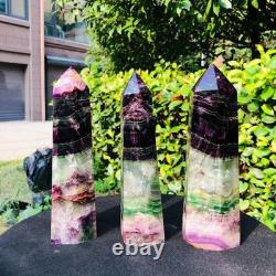 3piec 5.17LB Natural Fluorite crystal Hexagonal point Column Healing Reiki 1341