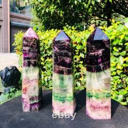 3piec 5.17LB Natural Fluorite crystal Hexagonal point Column Healing Reiki 1341