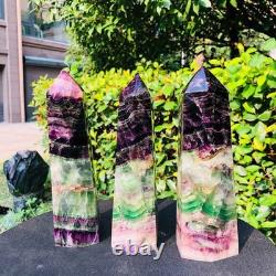 3piec 5.17LB Natural Fluorite crystal Hexagonal point Column Healing Reiki 1341