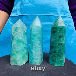 3pieces 2470G Natural Green Coloured Fluorite Pillars Mineral Specimens 2725