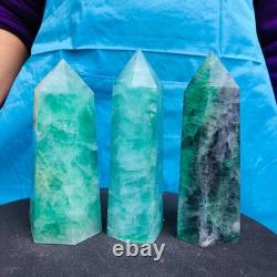 3pieces 2470G Natural Green Coloured Fluorite Pillars Mineral Specimens 2725