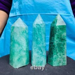3pieces 2470G Natural Green Coloured Fluorite Pillars Mineral Specimens 2725