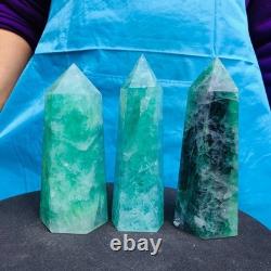 3pieces 2470G Natural Green Coloured Fluorite Pillars Mineral Specimens 2725