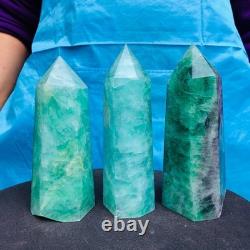 3pieces 2470G Natural Green Coloured Fluorite Pillars Mineral Specimens 2725