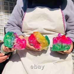 3pieces 5.32LB Color Flame Aura Electroplate Quartz Crystal Specimen Healing 722