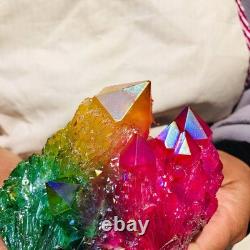 3pieces 5.32LB Color Flame Aura Electroplate Quartz Crystal Specimen Healing 722
