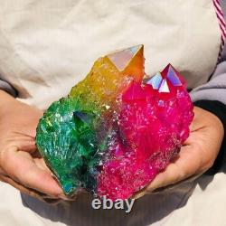 3pieces 5.32LB Color Flame Aura Electroplate Quartz Crystal Specimen Healing 722
