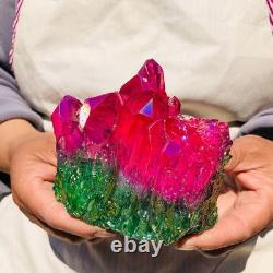 3pieces 5.32LB Color Flame Aura Electroplate Quartz Crystal Specimen Healing 722