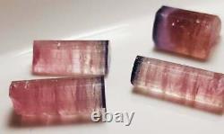 43 Carat 4 Pieces Bi Color Pink Blue Cap Tourmaline Crystal Lot From Afghanistan