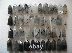 45 Pieces RARE NATURAL BLACK Tourmaline Quartz Crystal point Healing