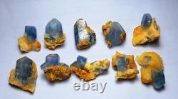 475carats 10pieces lot of lustrous rare blue Celestine specimens cluster+calcite