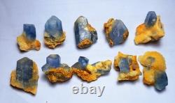 475carats 10pieces lot of lustrous rare blue Celestine specimens cluster+calcite