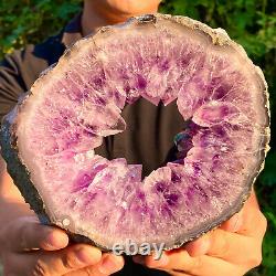4.2LB Amazing large and thick natural amethyst hole piece F486