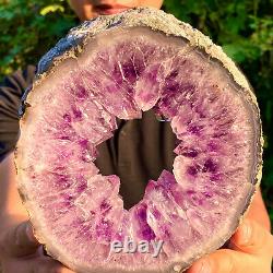 4.2LB Amazing large and thick natural amethyst hole piece F486