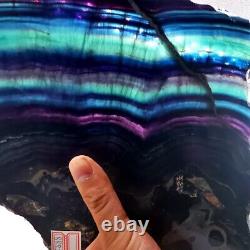 4.56LB Natural Rainbow Fluorite Crystal Slab Quartz Piece Healing Specimen decor