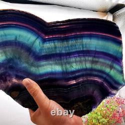 4.62LB Natural Rainbow Fluorite Crystal Slab Quartz Piece Healing Specimen Stone