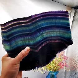 4.67LB Natural Rainbow Fluorite Crystal Slab Quartz Piece Healing Specimen decor