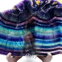 4.67LB Natural Rainbow Fluorite Crystal Slab Quartz Piece Healing Specimen decor