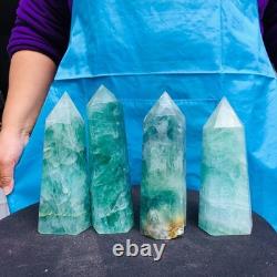 4 Pieces 4.84LB Natural Green Coloured Fluorite Pillars Mineral Specimens 2729