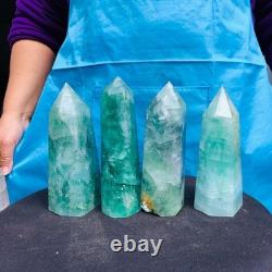 4 Pieces 4.84LB Natural Green Coloured Fluorite Pillars Mineral Specimens 2729