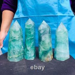 4 Pieces 4.84LB Natural Green Coloured Fluorite Pillars Mineral Specimens 2729