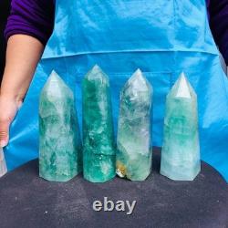 4 Pieces 4.84LB Natural Green Coloured Fluorite Pillars Mineral Specimens 2729