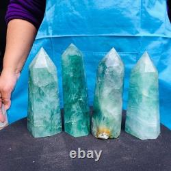 4 Pieces 4.84LB Natural Green Coloured Fluorite Pillars Mineral Specimens 2729