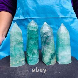 4 Pieces 4.84LB Natural Green Coloured Fluorite Pillars Mineral Specimens 2729