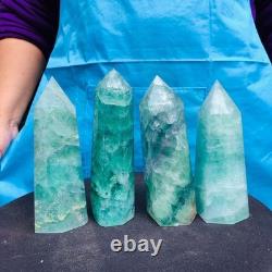 4 Pieces 4.84LB Natural Green Coloured Fluorite Pillars Mineral Specimens 2729