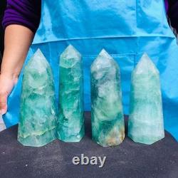 4 Pieces 4.84LB Natural Green Coloured Fluorite Pillars Mineral Specimens 2729