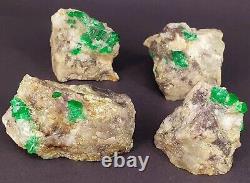 4 Pieces Perfect Natural Emerald Crystals Bunch Specimen 284gm @ Swat Pakistan