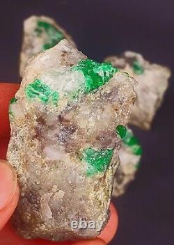 4 Pieces Perfect Natural Emerald Crystals Bunch Specimen 284gm @ Swat Pakistan