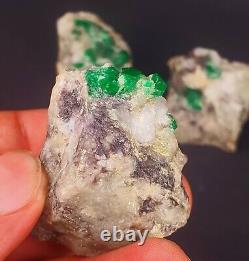 4 Pieces Perfect Natural Emerald Crystals Bunch Specimen 284gm @ Swat Pakistan