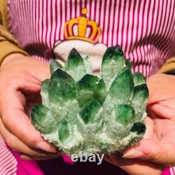 4 pieces 3.3LB Rare Twinkling Green Phantom Quartz Crystal Cluster Specimen 1828