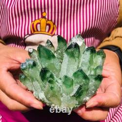 4 pieces 3.3LB Rare Twinkling Green Phantom Quartz Crystal Cluster Specimen 1828