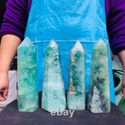 4 pieces 6.84LB Natural fluorite obelisk quartz crystal reiki healing 2731