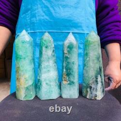 4 pieces 6.84LB Natural fluorite obelisk quartz crystal reiki healing 2731
