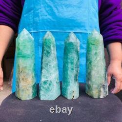4 pieces 6.84LB Natural fluorite obelisk quartz crystal reiki healing 2731
