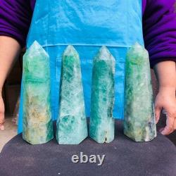 4 pieces 6.84LB Natural fluorite obelisk quartz crystal reiki healing 2731