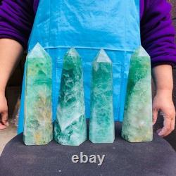 4 pieces 6.84LB Natural fluorite obelisk quartz crystal reiki healing 2731