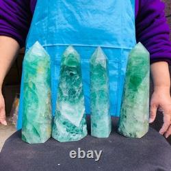 4 pieces 6.84LB Natural fluorite obelisk quartz crystal reiki healing 2731