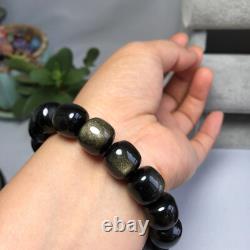 4pcs wholesale Natural Golden obsidian quartz Crystal beads bracelet 14-12mm