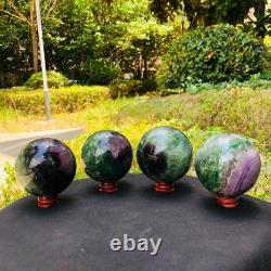 4piec 5.78LB Natural Beautiful Fluorite Energy Magic Ball Reiki Healing 894