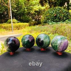 4piec 5.78LB Natural Beautiful Fluorite Energy Magic Ball Reiki Healing 894