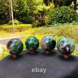 4piec 5.78LB Natural Beautiful Fluorite Energy Magic Ball Reiki Healing 894