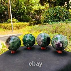 4piec 5.78LB Natural Beautiful Fluorite Energy Magic Ball Reiki Healing 894