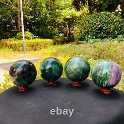 4piec 5.78LB Natural Beautiful Fluorite Energy Magic Ball Reiki Healing 894