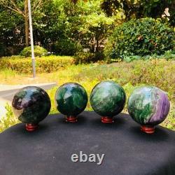 4piec 5.78LB Natural Beautiful Fluorite Energy Magic Ball Reiki Healing 894