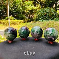 4piec 5.78LB Natural Beautiful Fluorite Energy Magic Ball Reiki Healing 894