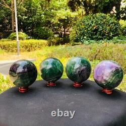 4piec 5.78LB Natural Beautiful Fluorite Energy Magic Ball Reiki Healing 894
